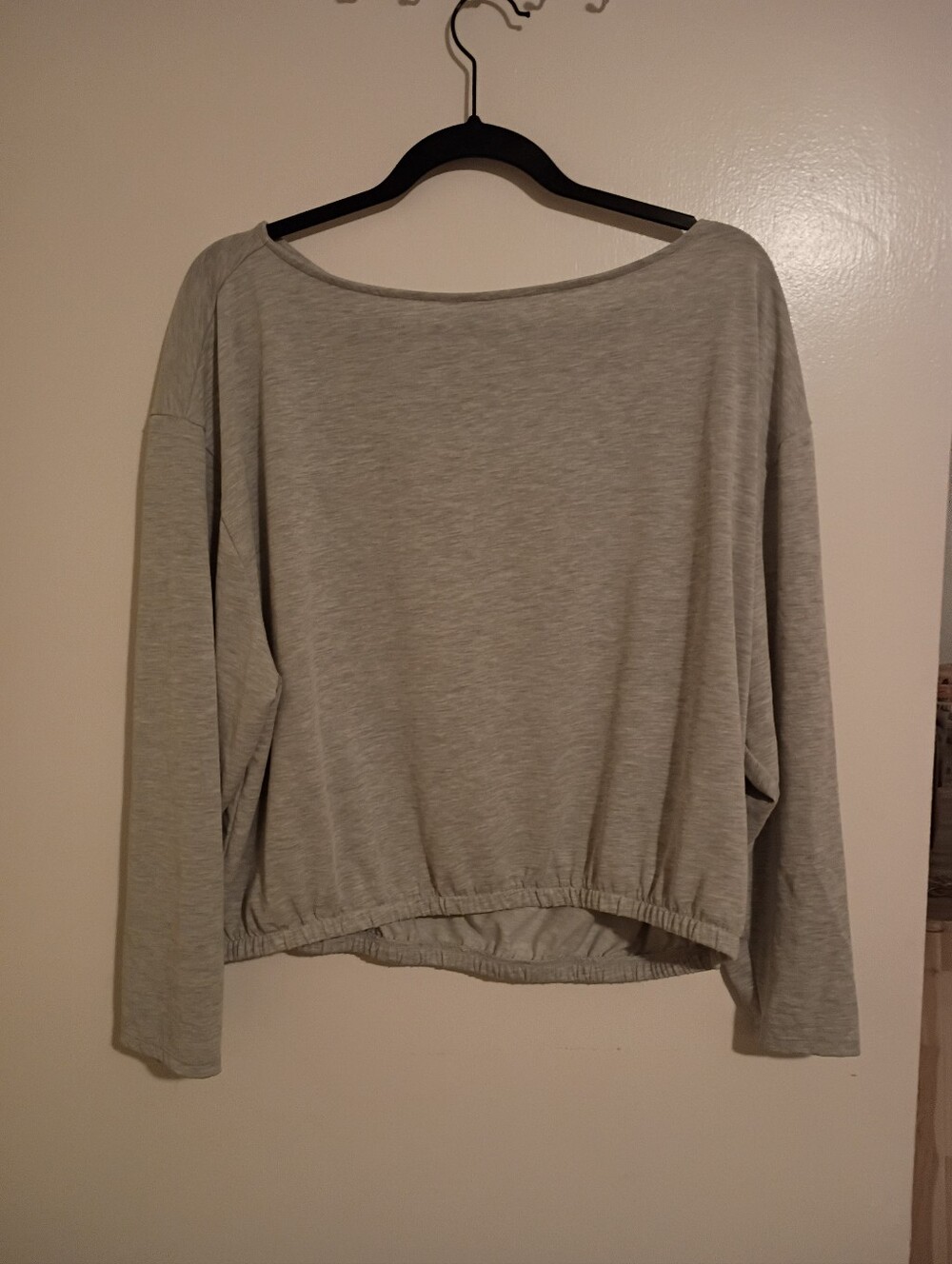 Express Light Gray Boatneck Long Sleeve Top